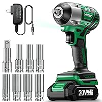 KIMO 20V 2.0 Cordless Impact Wrench Set, Brushless High Torque Impact Wrench with 3/8