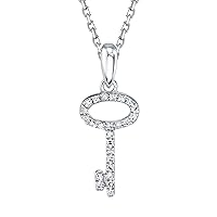 Diamond Charm Pendant Necklace Little Treasures | 925 Sterling Silver Name Necklace with Natural Diamonds | 16