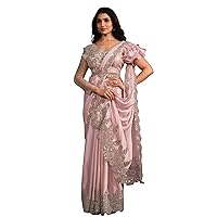 Indian Fancy Pre Pleated Embellished One Minute Sequin Saree Ready To Wear Sari 4750