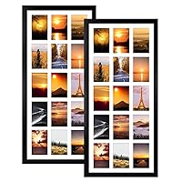 4x6 Collage Picture Frames with 15 Openings, 2 Pack Black Multi Photo Frames Display 4 x 6 Pictures with Mat for Wall Mounting
