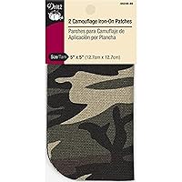 Dritz Heavy Canvas, 5 x 5-Inch, 2 Count, Camouflage Green Iron-On Patches