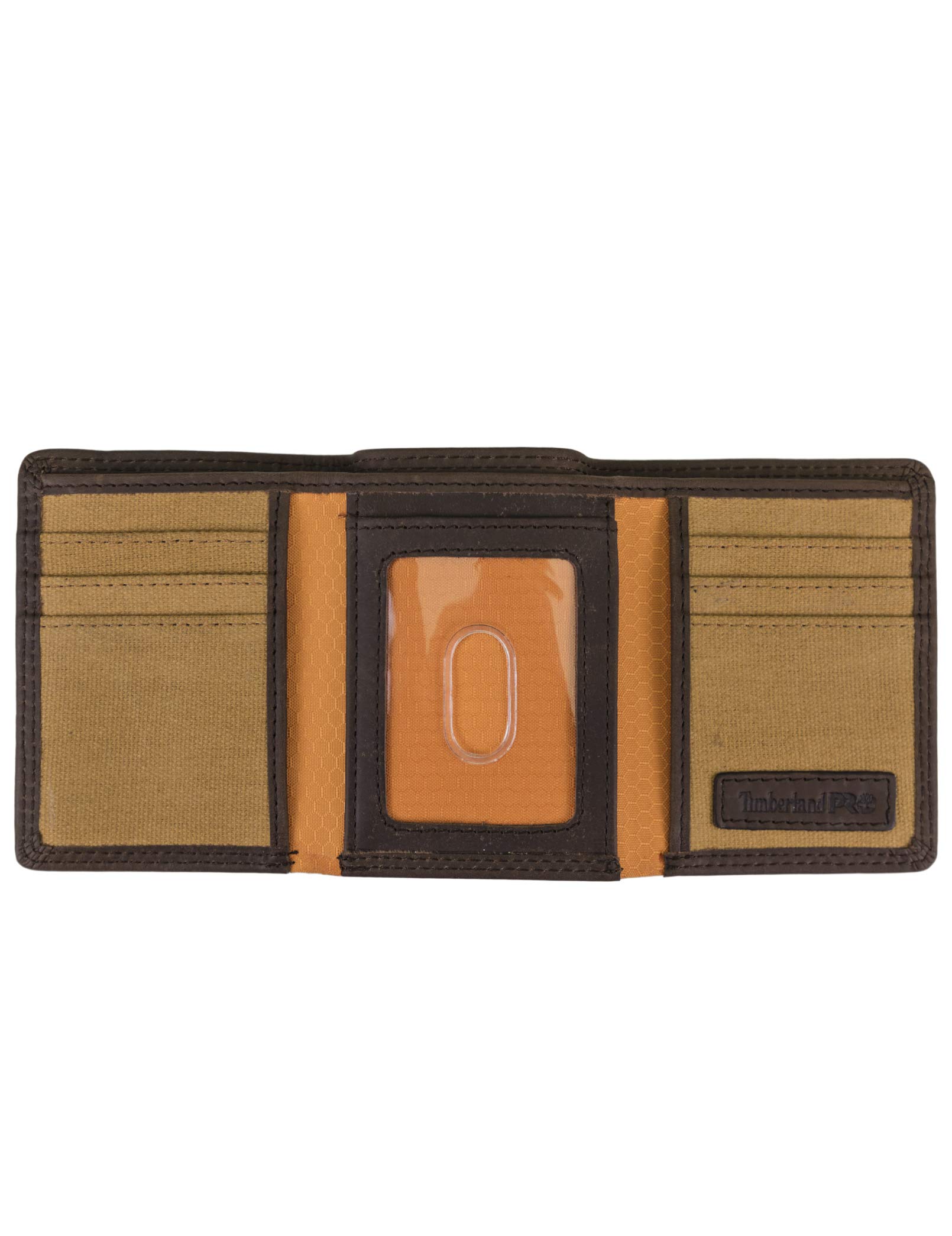 Timberland PRO Men's Leather RFID Trifold Wallet with ID Window, Dark Brown/Pullman, One Size