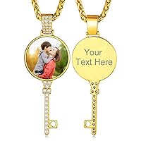 Custom4U Picture Necklace Personalized Photo for Men Women 18K Gold Plated/Black AAA CZ Angel Wings/Heart Medallion Customized Photo Memory Iced Out Pendant Chain 18-30 Inches,Hip Hop Jewelry+Gift Box