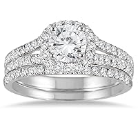 AGS Certified 1 1/2 Carat TW Diamond Bridal Set in 14K White Gold