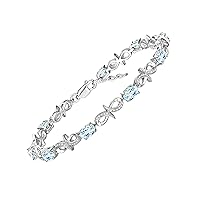 Rylos Bracelets for Women 925 Sterling Silver Infinity Tennis Bracelet Gemstone & Diamonds Adjustable to Fit 7