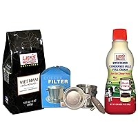Lee's Coffee The best of Vietnamese Milk Coffee Combo Kits - Bo Ca Phe Phin Ket Hop Sua Dac Ngon Dam Dac Lee Coffee - Included Ground Buon Me Thuot Coffee with the Coffee Fillter and Sweetened Condensed Milk