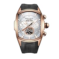 REEF TIGER Sport Watches for Men Rose Gold Tone Tourbillon Wrist Watches Rubber Strap RGA3069 (RGA3069-PWB)