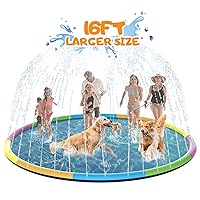 Toffos 16FT Large Splash Pad for Toddlers and Dogs, Giant Non-Slip Water Sprinkler Pool for Kids, Thicken Outdoor Fountain Play Splash Mat, Summer Outside Backyard Water Toys for Boys and Girls