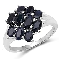 2.98 Carat Genuine Black Sapphire .925 Sterling Silver Ring