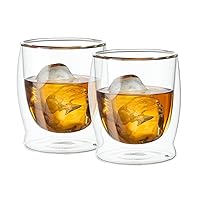 OGGI Whiskey Sipping Double Wall Insulated Glass, Ideal for Whiskey Brandy Tequila Mescal Old Fashioned Bourbon, Stays Cool Longer Even Outdoors, Visually Stunning, 10oz / 300ml, Set of 2