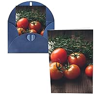 Greeting Card With Blue Envelopes Blank Card Funny Thank You Card Pearl Paper Birthday Card Tomatoes On Wood Table Print Sympathy Card For Holiday Wedding All Occasion 4 X 6 Inch