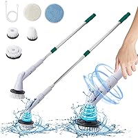 Electric Spin Scrubber for Cleaning, Electric Spin Scrubbers 2024 Cordless Spin Scrubbers with 5 Replaceable Brush Heads and Adjust Extension Handle, Power Cleaning Brush for Bathroom Floor T3Q