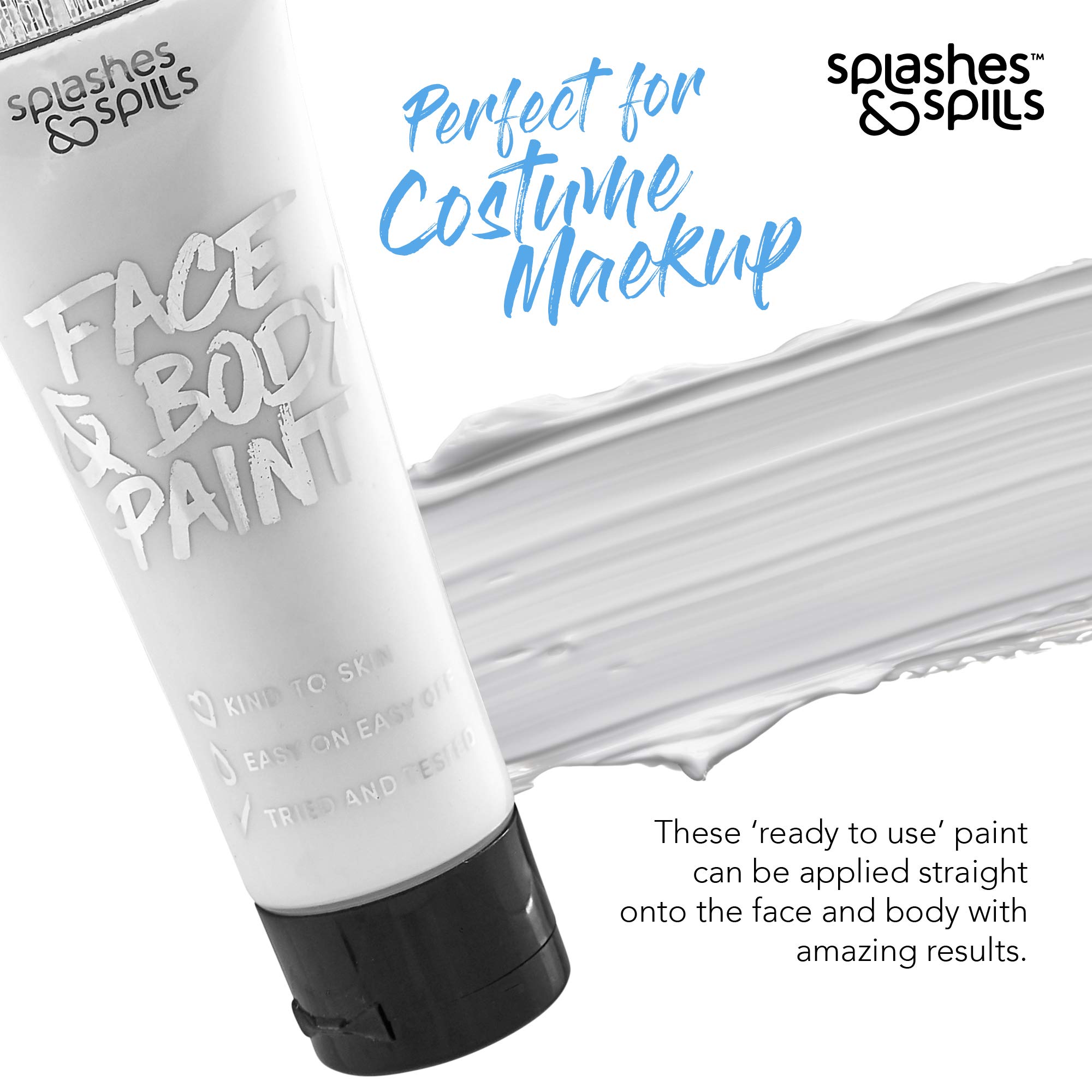 Face and Body Paint Cream - White, 30ml - Pretend Costume and Dress Up Makeup by Splashes & Spills