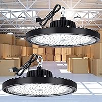 2 Pack UFO LED High Bay Light, 200W LED High Bay Light, 5000K LED Shop Light with 29,000lm,US Plug, IP66 Commercial Warehouse Area Light for Wet Location Area, Workshop, Garage