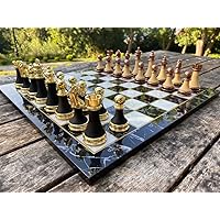 Luxury Premium Chess Set XL Weighed Chess Pieces Handmade Chess Game with Metal Chessmen and Wooden Chess Board 16