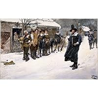 Puritan Christmas 17Th C Na Puritan Governor Interrupting The Christmas Sports in 17Th Century Massachussetts Line Engraving 1883 After Howard Pyle Poster Print by (24 x 36)