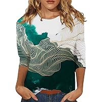 Ladies Tops and Blouses, Women's Tops Long Sleeve Shirts Women's Printed Three Quarter Pullovers Regular Casual Tops