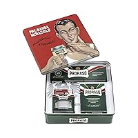Proraso Shaving Kit for Men | Refreshing and Toning Pre-Shave Cream, Shaving Cream Tube and After Shave Balm in Vintage Gino Tin | All Skin Types