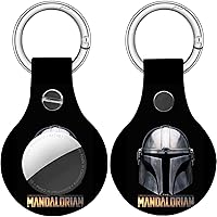 (2 Pack) Case for AirTag, PU Leather AirTag Holder with Keychain Hanging on Dog Collar Backpacks Wallet, Safety Anti-Lost Airtag Case Cover with Key Ring (A9AB325) - Mandalorian