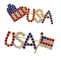 American Flag Brooches 4 th of July Patriotic Red White Blue USA Letter Cross Heart Ribbon Brooch Pin Bulk Vintage Fourth of July Celebrate Independence Day Lapel Pins for Women Men