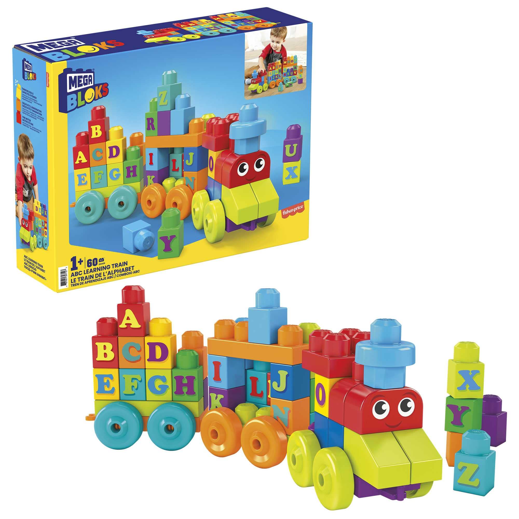 MEGA BLOKS Fisher-Price ABC Blocks Building Toy, ABC Learning Train with 60 Pieces for Toddlers, Gift Ideas for Kids Age 1+ Years (Amazon Exclusive)