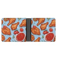 Fried Chicken and Tomato Sauce Funny Bifold Wallet Hidden Compartments Pocket with Credit Card Holder for Daily Travel Work