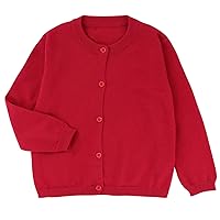 Girl's Sweater Cotton Crew Knit Neck Long Sleeve Uniform，Cotton Cardigan Sweaters.