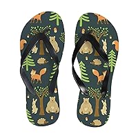 Vantaso Slim Flip Flops for Women Cute Bear Deer Squirrel Yoga Mat Thong Sandals Casual Slippers