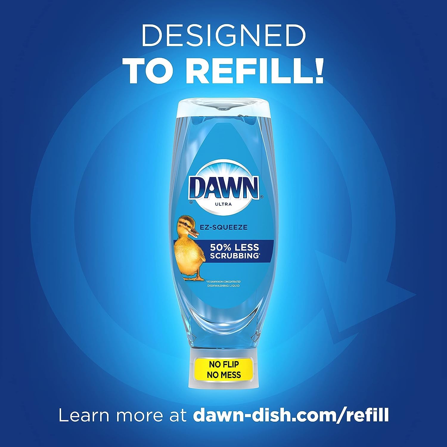 Dawn Dish Soap EZ-Squeeze Dishwashing Liquid + Non-Scratch Sponges for Dishes, Original Scent, Includes 3x22oz Bottles + 2 Sponges