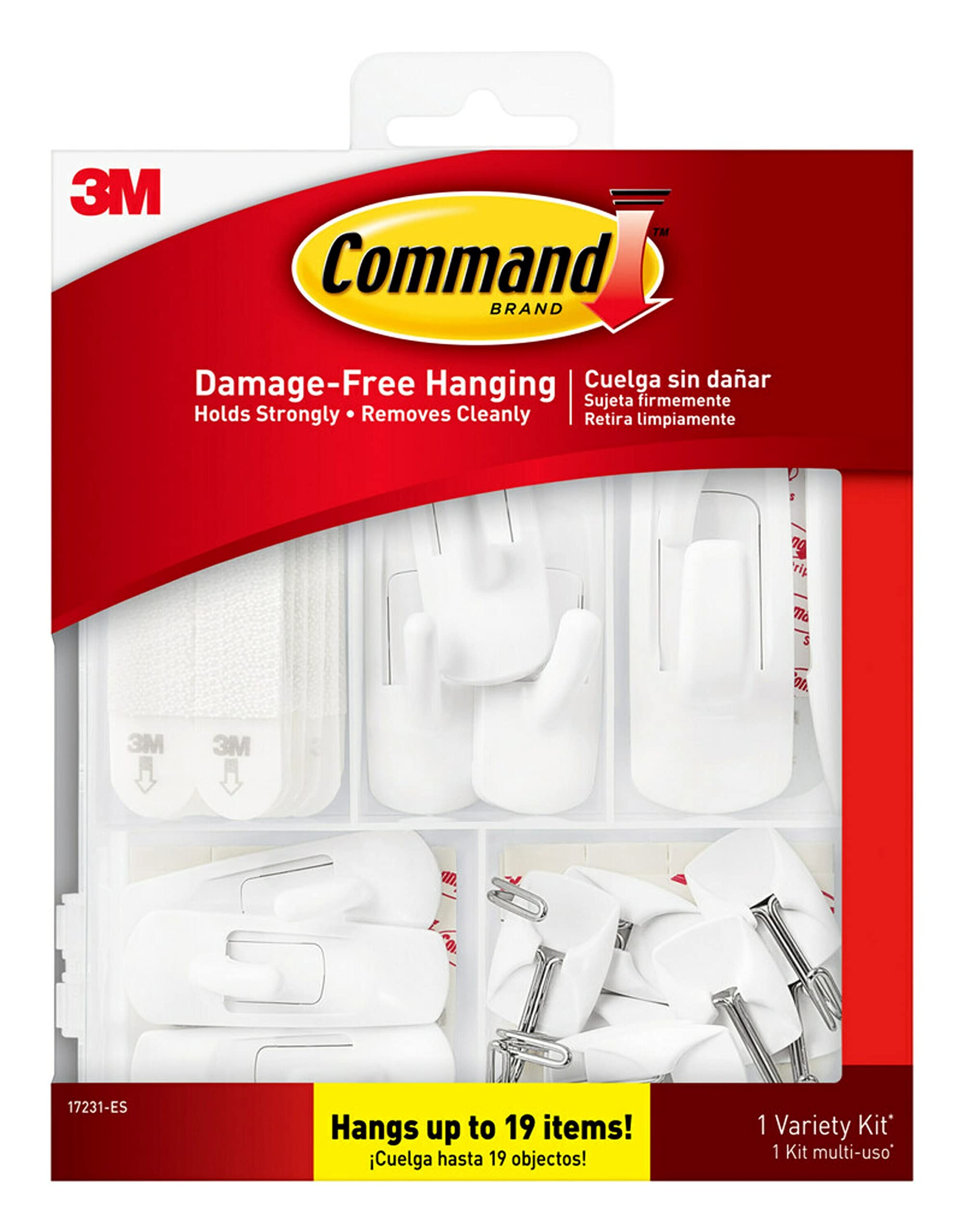 Command Variety Pack, Picture Hanging Strips, No Tools Wire Hooks and Utility Hooks, Damage Free Hanging Variety Pack for Up to 19 Back to School Dorm Organizers, 1 Kit