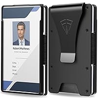 Wallet for Men with Transparent ID Card Holder - Slim Mens Wallet with RFID Blocking Technology - 15 Card Holder Capacity - Metal Money Clip for Bill Holder - Box Packaged - Gift for Him(Space Black)