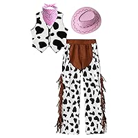 Kids Cowgirl Costumes Cowboy Vest with Bell Bottom Outfits Wild West Western Dress Up Halloween Cosplay Costume