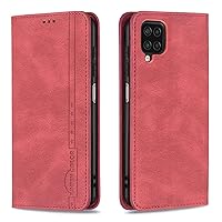 XYX Wallet Case for Samsung A12 5G, [RFID Blocking] PU Leather Case Flip Folio Cover with Hidden Magnetic Closure for Galaxy A12 5G, Red