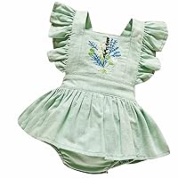 Plus Size First Dress Summer Cute Flowers Embroidered Sling Crawl Clothes Package Fart Clothes Princess Clothes for Girls