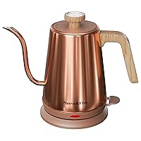 Gooseneck Electric Kettle with Thermometer, Copper Tea Kettle with Auto Shut-Off,1000W Hot Water Kettle Electric of Stainless Steel,Electric Kettles for,Coffee & Tea
