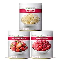 Nutristore Freeze Dried Fruit Variety Sample Pack | Strawberries, Bananas, & Raspberries | Delicious Healthy Snacks | Emergency Survival Food Storage Supply | 60 servings | 1 Month Supply