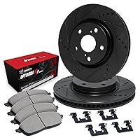 R1 Concepts Rear Brakes and Rotors Kit |Rear Brake Pads| Brake Rotors and Pads| Optimum OEp Brake Pads and Rotors |Hardware Kit|fits 2011-2014 Porsche Cayenne