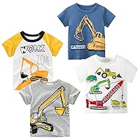 Toddler Boys Shirts Short-Sleeve Little Kids t Shirts Boys' Tops, Tees & Shirts Graphic TEE Age for 2-7 Years 4-Pack