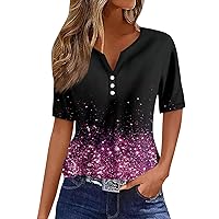 Deal of The Days for Women Ruched Blouses for Women Flounce Sleeve Top Women Tops Tee Floral Tops Vintage Tees Button Down Shirts Short Sleeve Blouses Dressy Casual Fashion Basic Black,XL