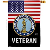 US Army National Guard Veteran House Flag - Armed Forces ANG United State American Military Retire Official - Decoration Banner Small Garden Yard Gift Double-Sided Made in USA 28 X 40