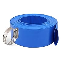 3” Diameter x 100' Blue Backwash Hose for Swimming Pools, Heavy Duty Discharge Hose Reinforced Pool Drain Hose, PVC Lay-Flat Draining Hoses Ideal for Water Transferring