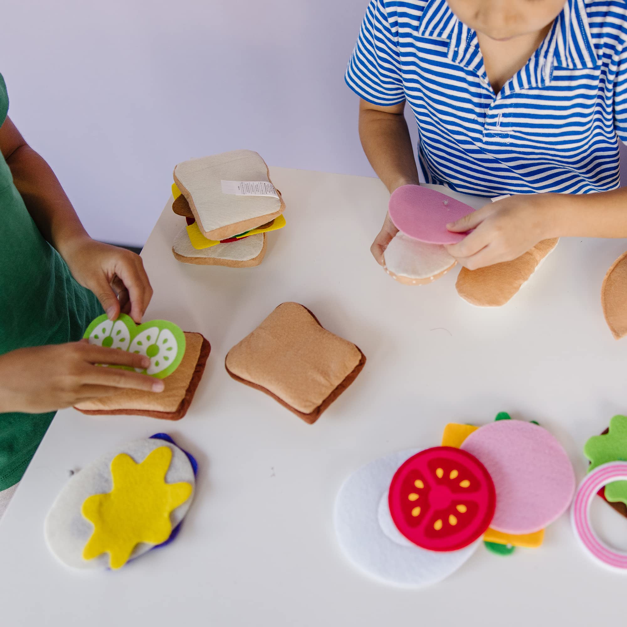 Melissa & Doug Felt Food Sandwich Play Food Set (33 pcs) - Felt Sandwich Play Set For Kids Kitchen, Pretend Play Sandwich, Felt Sandwich Toy For Toddlers Kids Ages 2+,Orange