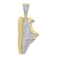 10K Yellow Gold Diamond Designer Shoe Pendant for Men and Women | 1.65 x 0.47 Inch Genuine Authentic Round Cut Real Diamonds Men's Sneaker Charm Pendant 0.74 ct (I2-I3 Clarity; G-H Color) | Custom Jewelry