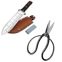 gonicc Professional Hori Hori Garden Knife with Leather Sheath and 7.3