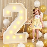 4ft Marquee Light Up Number 2 White Large Marquee Numbers with Lights Giant Mosaic Frame Letter for 2nd Birthday Party Decorations Pre-Cut Cardboard Giant Cut-Out Thick Foam Board Sign Anniversary