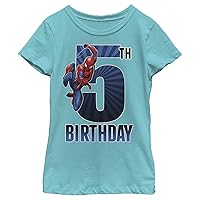 Marvel Universe Spiderman 5th Bday Girl's Solid Crew Tee