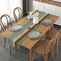 Wood Burlap Table Runner Seasonal Spring Fall Kitchen Dining Linen Table Decoration for Indoor Outdoor Home Party Dinner 13x72 Inch