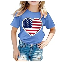 Kids 4th of July T-Shirt for 1-8 Years Red White Blue T-Shirts Casual Short Sleeve Crew Neck Tshirts for Kids Boys Girls