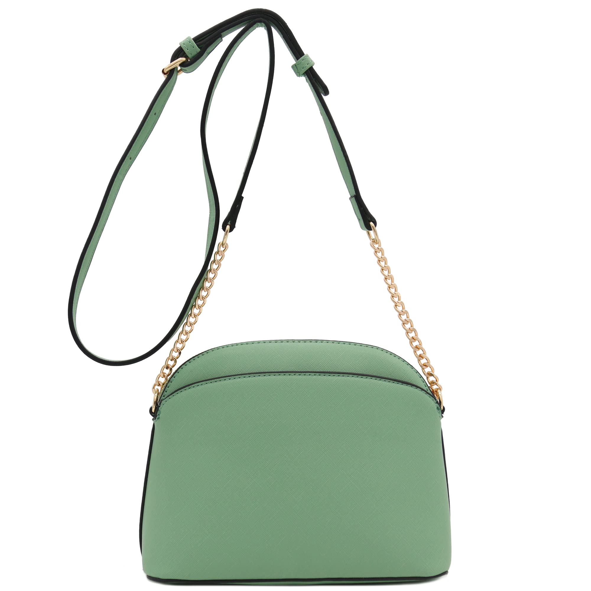 FashionPuzzle Saffiano Small Dome Crossbody bag with Chain Strap