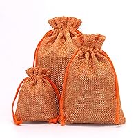 20Pcs Burlap Bags Burlap Sacks, Flat Cotton Bags Muslin Bag with Drawstring Great for Graduations Thanksgiving Easter Mother's Day Wedding Bridal Showers Birthday Gift Bag-orange-15x20cm(6x8in)